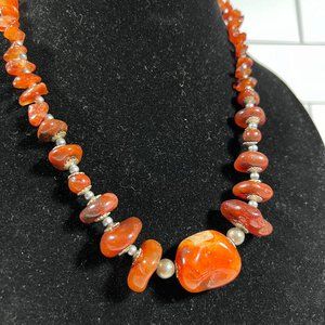 Vintage Carnelian Stone Chunky Necklace
